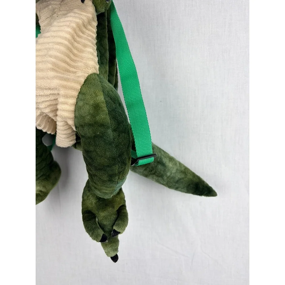 Green T-Rex Alligator Plush Backpack‎ Kids Stuffed Animal Toy Adjustable Straps